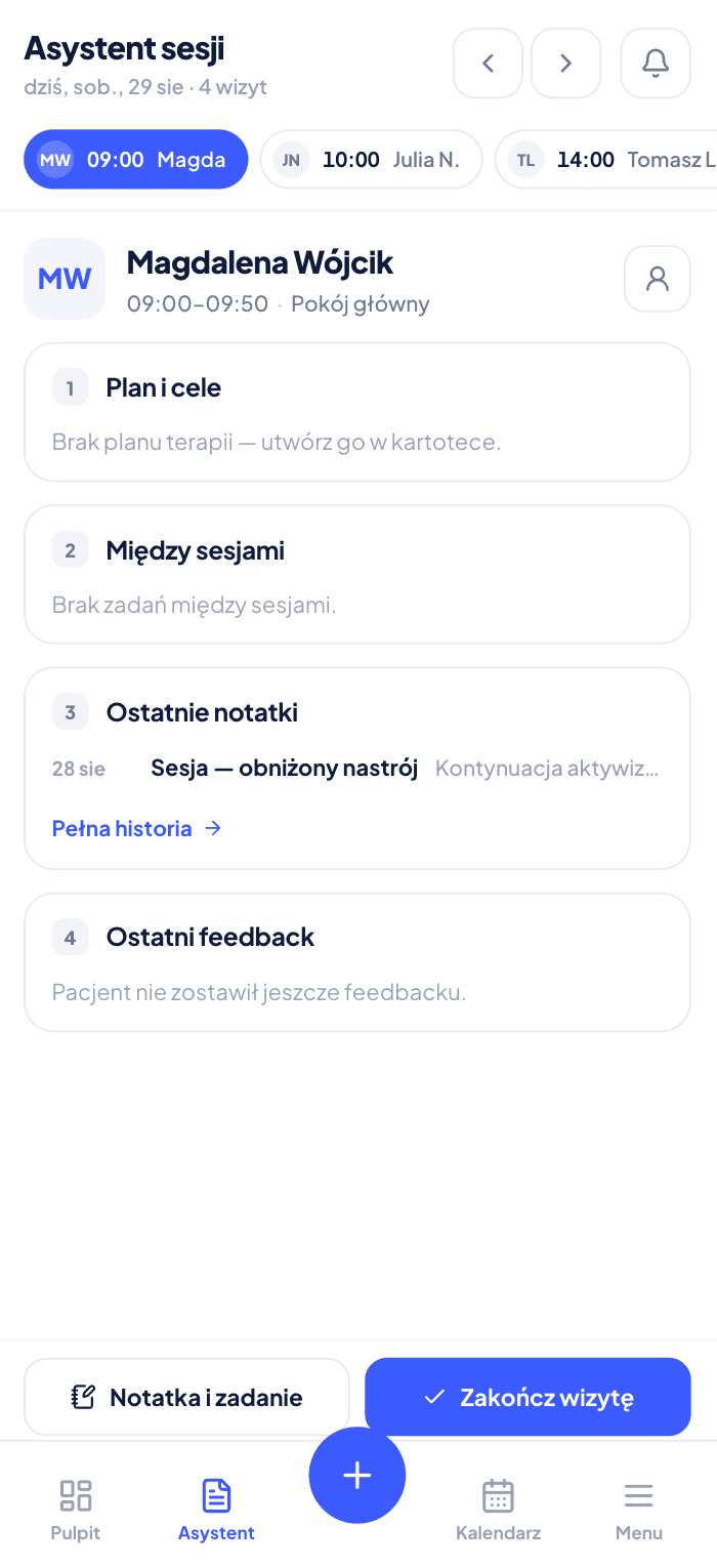 Asystent sesji EvokePRO na telefonie